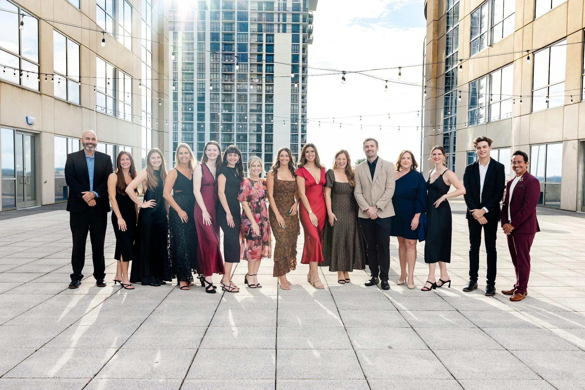 Group of guests posing together on the rooftop at the 2026 Goodness Gala